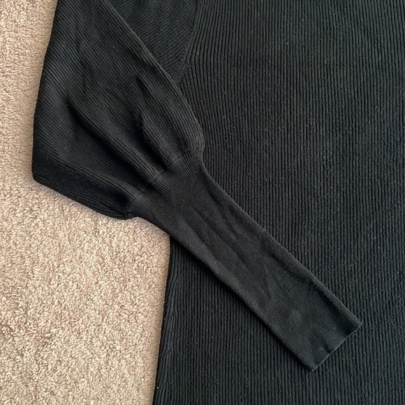 Milly Black Puff Balloon Sleeve Ribbed Sweater - Picture 4 of 8